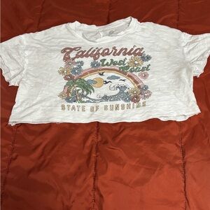 White Graphic Crop Top